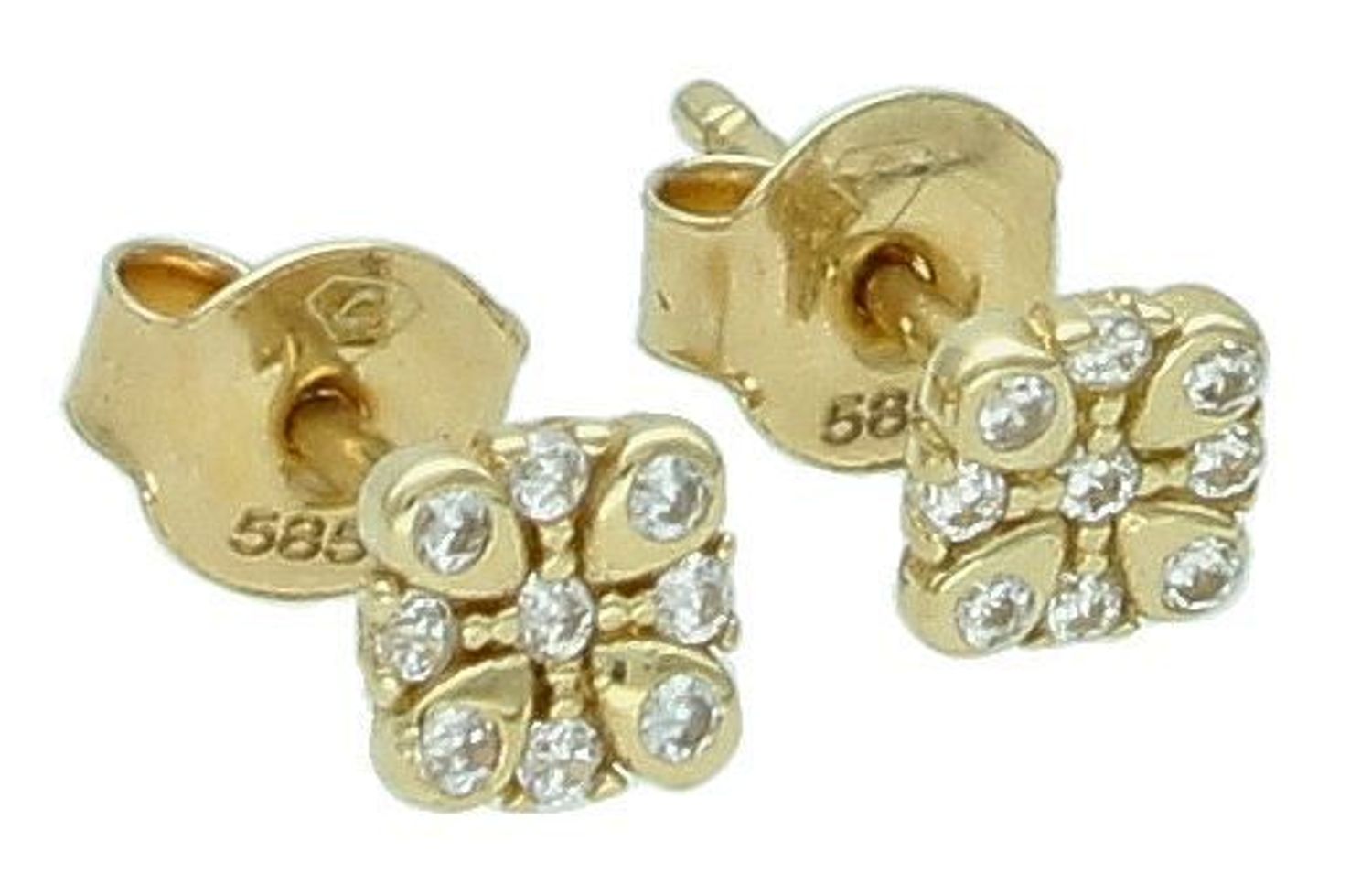 Kolczyki złote kwadraciki z cyrkoniami pr 585, KL 7498 Kolczyki mają kwadratowy kształt ozdobione cyrkoniami. Kolczyki to ponadczasowa biżuteria, która pasuje do każdego rodzaju stylizacji.1.jpg